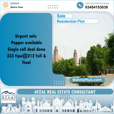Residential Plot for Sale in Bahria Town, Lahore - (BP-329847)