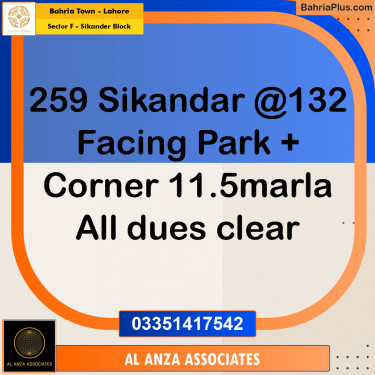 11.5 Marla Residential Plot for Sale in Sector F - Sikander Block -  Bahria Town, Lahore - (BP-329919)