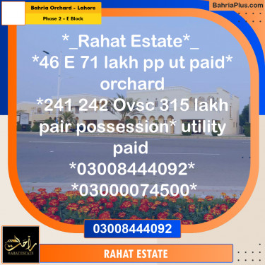 10 Marla Residential Plot for Sale in Phase 2 - E Block -  Bahria Orchard, Lahore - (BP-329927)