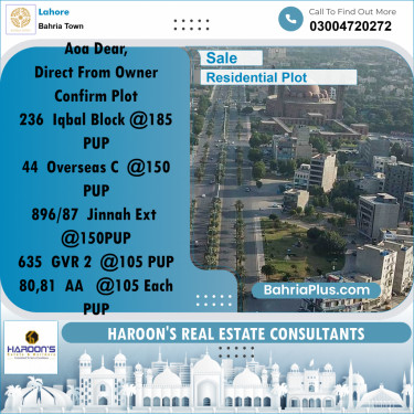 Residential Plot for Sale in Bahria Town, Lahore - (BP-329954)