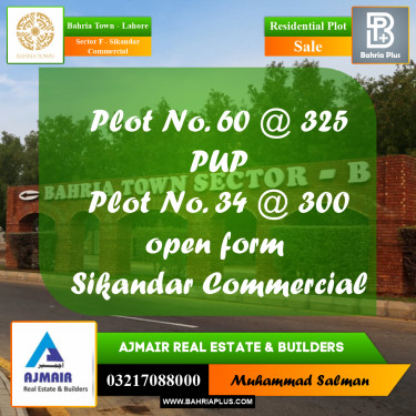5 Marla Residential Plot for Sale in Sector F - Sikandar Commercial -  Bahria Town, Lahore - (BP-330008)