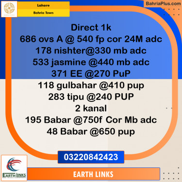 Residential Plot for Sale in Bahria Town, Lahore - (BP-330013)
