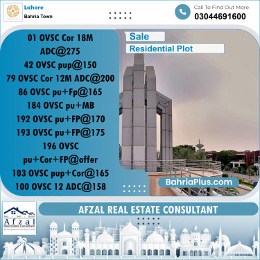 Residential Plot for Sale in Bahria Town, Lahore - (BP-330021)