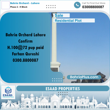 8 Marla Residential Plot for Sale in Phase 2 - H Block -  Bahria Orchard, Lahore - (BP-330023)