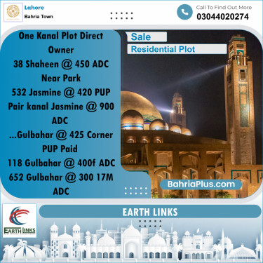 1 Kanal Residential Plot for Sale in Bahria Town, Lahore - (BP-330057)