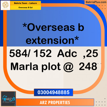Residential Plot for Sale in Overseas B Ext -  Bahria Town, Lahore - (BP-330096)