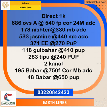 Residential Plot for Sale in Bahria Town, Lahore - (BP-330191)