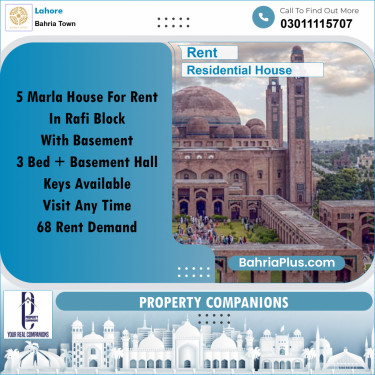Residential House for Rent in Bahria Town, Lahore - (BP-330391)