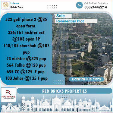 Residential Plot for Sale in Bahria Town, Lahore - (BP-330432)