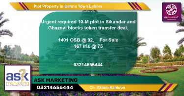 Residential Plot for Sale in Bahria Town, Lahore - (BP-33046)