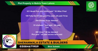 Residential Plot for Sale in Bahria Town, Lahore - (BP-33052)