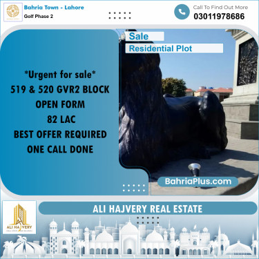 10 Marla Residential Plot for Sale in Golf Phase 2 -  Bahria Town, Lahore - (BP-330557)