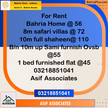 6 Marla Residential House for Rent in Sector E - Bahria Homes -  Bahria Town, Lahore - (BP-330581)