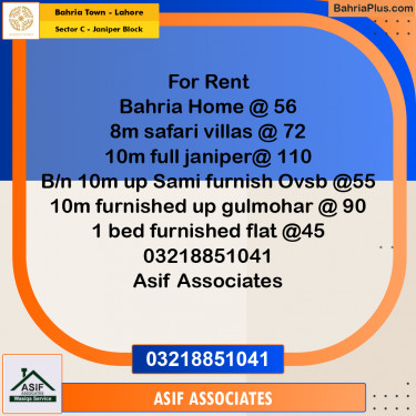 10 Marla Residential House for Rent in Sector C - Janiper Block -  Bahria Town, Lahore - (BP-330582)