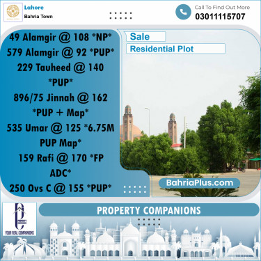 Residential Plot for Sale in Bahria Town, Lahore - (BP-330589)