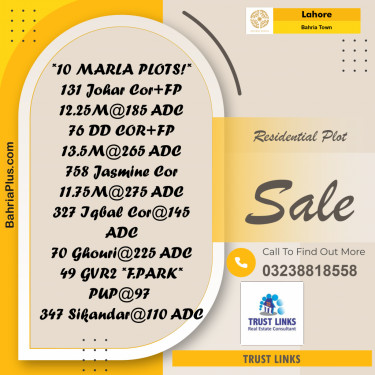 Residential Plot for Sale in Bahria Town, Lahore - (BP-330620)