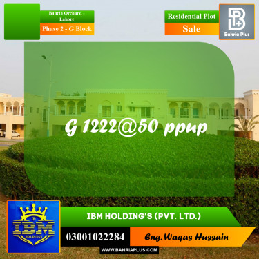 5 Marla Residential Plot for Sale in Phase 2 - G Block -  Bahria Orchard, Lahore - (BP-330658)