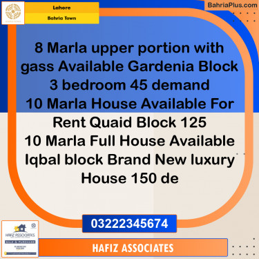 Residential House for Rent in Bahria Town, Lahore - (BP-330676)