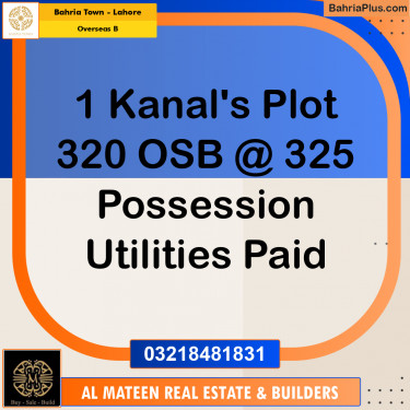1 Kanal Residential Plot for Sale in Overseas B -  Bahria Town, Lahore - (BP-330752)