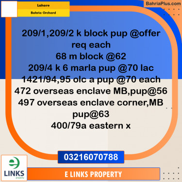 Residential Plot for Sale in Bahria Orchard, Lahore - (BP-330774)