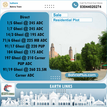 1 Kanal Residential Plot for Sale in Bahria Town, Lahore - (BP-330780)