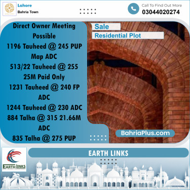 1 Kanal Residential Plot for Sale in Bahria Town, Lahore - (BP-330781)