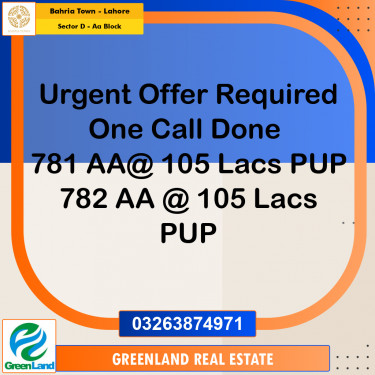 5 Marla Residential Plot for Sale in Sector D - AA Block -  Bahria Town, Lahore - (BP-330828)