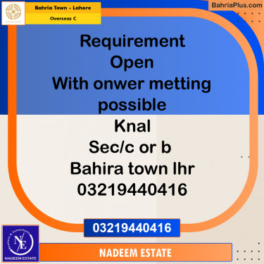Residential Plot for Sale in Overseas C -  Bahria Town, Lahore - (BP-330884)