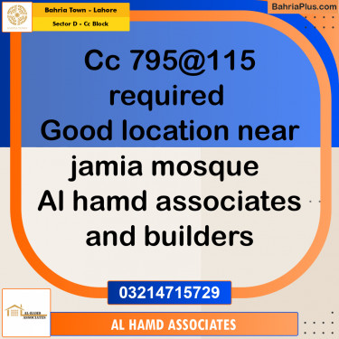 5 Marla Residential Plot for Sale in Sector D - CC Block -  Bahria Town, Lahore - (BP-330899)