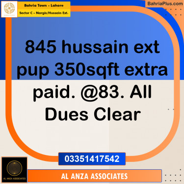 Residential Plot for Sale in Sector C - Nargis/Hussain Ext. -  Bahria Town, Lahore - (BP-331038)