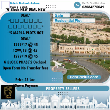 5 Marla Residential Plot for Sale in Phase 2 - G Block -  Bahria Orchard, Lahore - (BP-331147)