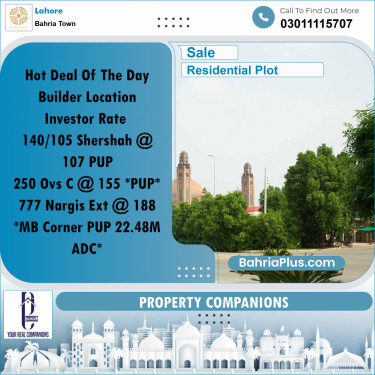 Residential Plot for Sale in Bahria Town, Lahore - (BP-331173)