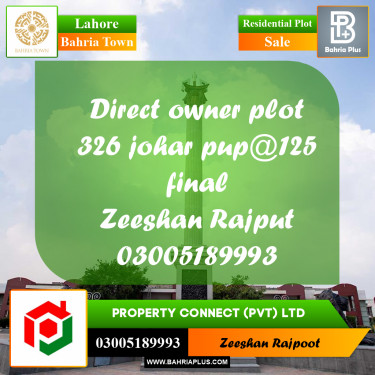 Residential Plot for Sale in Bahria Town, Lahore - (BP-331224)
