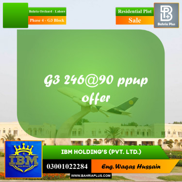 10 Marla Residential Plot for Sale in Phase 4 - G3 Block -  Bahria Orchard, Lahore - (BP-331307)