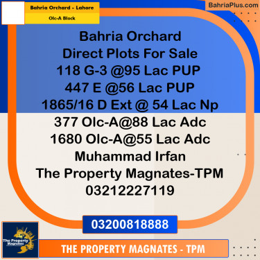 5 Marla Residential Plot for Sale in OLC-A Block -  Bahria Orchard, Lahore - (BP-331364)
