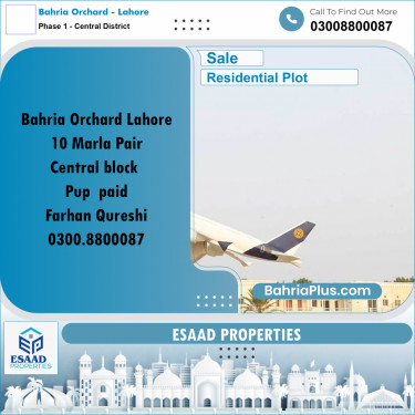 10 Marla Residential Plot for Sale in Phase 1 - Central District -  Bahria Orchard, Lahore - (BP-331394)