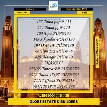 Residential Plot for Sale in Bahria Town, Lahore - (BP-331449)