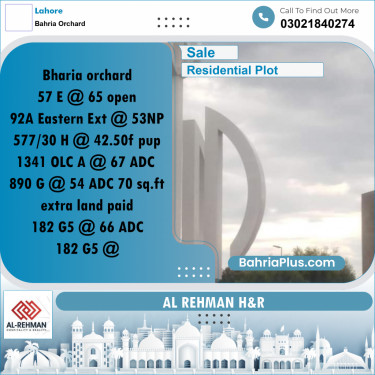 10 Marla Residential Plot for Sale in Bahria Orchard, Lahore - (BP-331592)