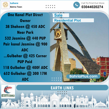 1 Kanal Residential Plot for Sale in Bahria Town, Lahore - (BP-331636)