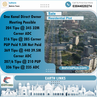 1 Kanal Residential Plot for Sale in Bahria Town, Lahore - (BP-331659)