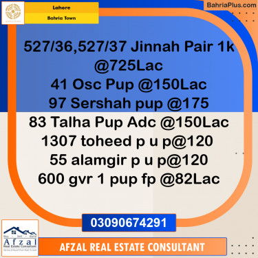 Residential Plot for Sale in Bahria Town, Lahore - (BP-331683)