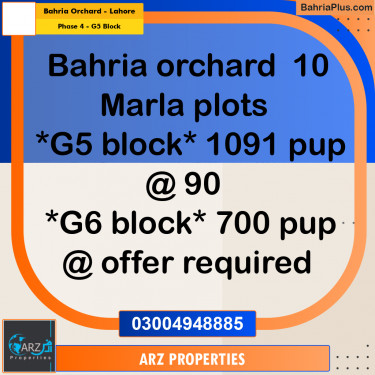 Residential Plot for Sale in Phase 4 - G5 Block -  Bahria Orchard, Lahore - (BP-331705)