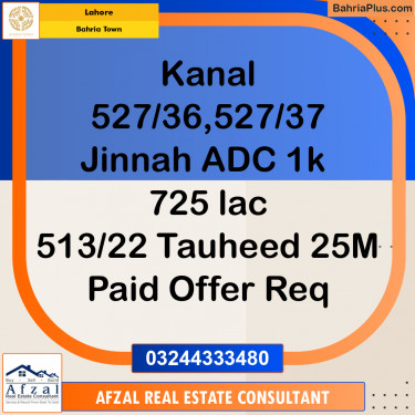 Residential Plot for Sale in Bahria Town, Lahore - (BP-331717)