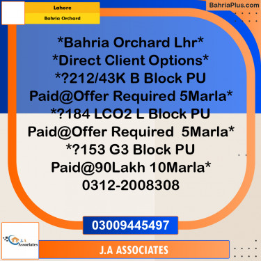 Residential Plot for Sale in Bahria Orchard, Lahore - (BP-331755)