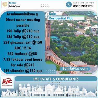 Residential Plot for Sale in Bahria Town, Lahore - (BP-331775)