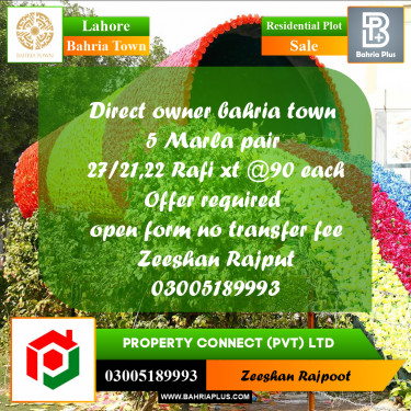 Residential Plot for Sale in Bahria Town, Lahore - (BP-331781)
