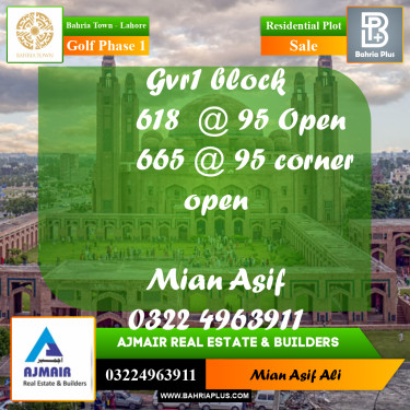 Residential Plot for Sale in Golf Phase 1 -  Bahria Town, Lahore - (BP-331786)