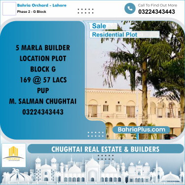 5 Marla Residential Plot for Sale in Phase 2 - G Block -  Bahria Orchard, Lahore - (BP-331800)