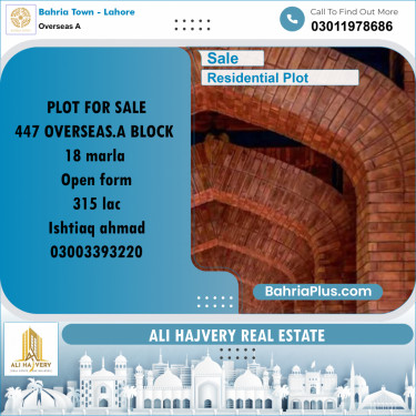 18 Marla Residential Plot for Sale in Overseas A -  Bahria Town, Lahore - (BP-331812)