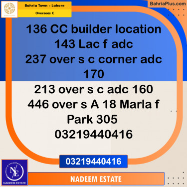 Residential Plot for Sale in Overseas C -  Bahria Town, Lahore - (BP-331834)